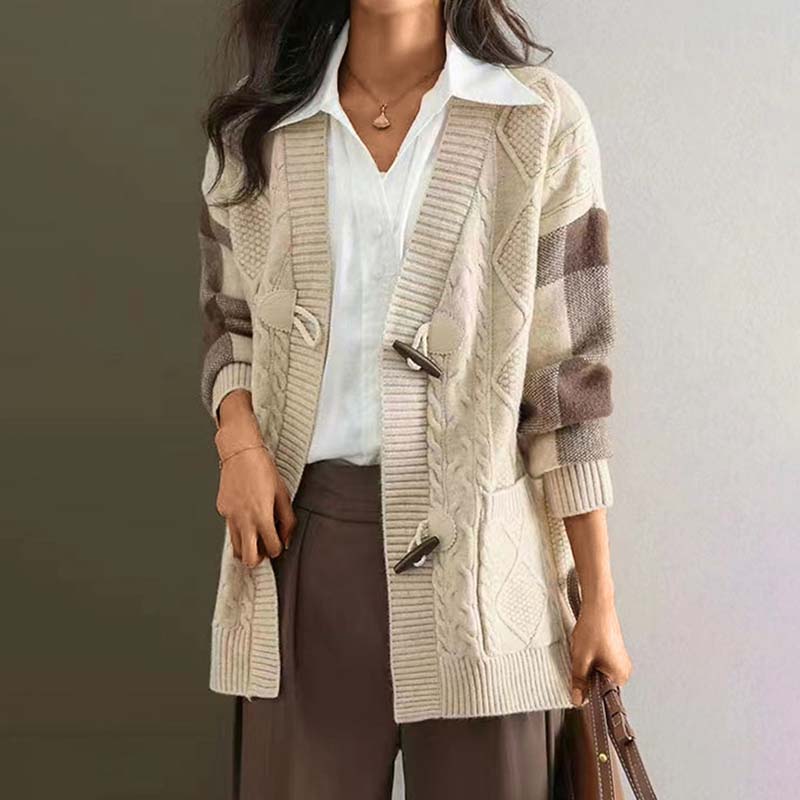 Damjacka Vintage Karomönster Långärmad Blandat Tyg-1