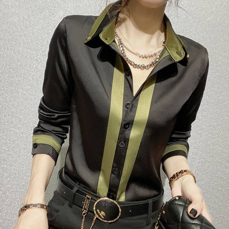 Herrskjorta Slim Fit Patchwork Polyester-2