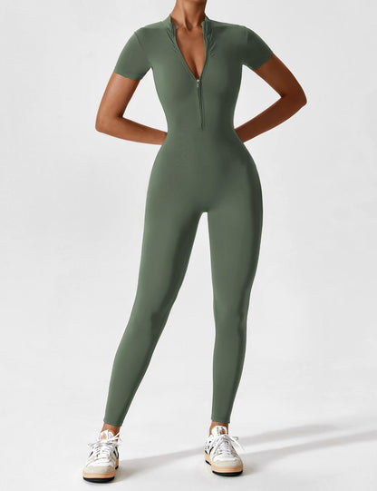 Dam Jumpsuit Långärmad Halv Dragkedja Högelastisk Material 11