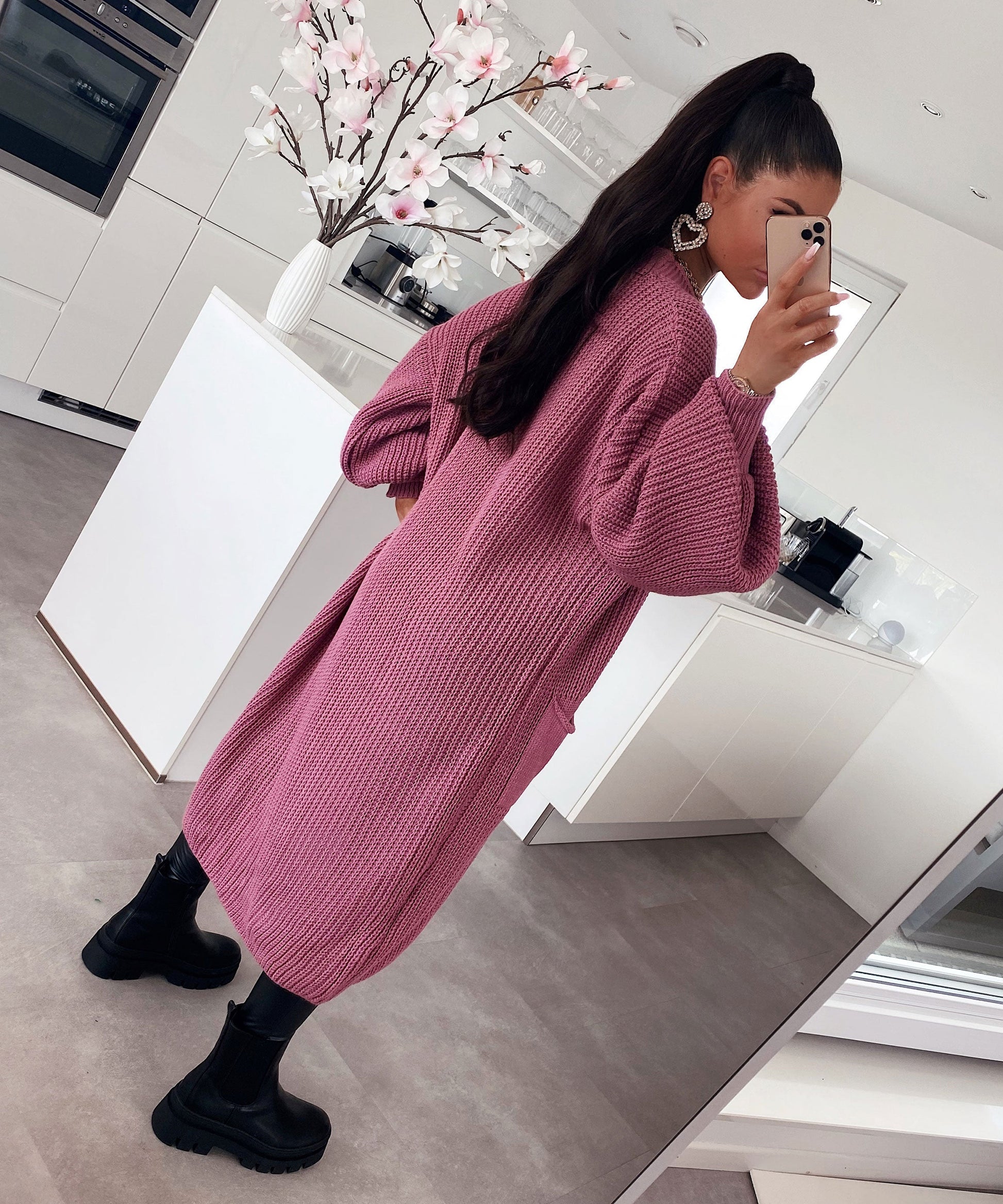 Maxiklänning Dam Lång Ärmar Polyester Elegant Flödande Design-3