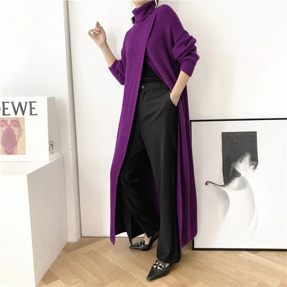 Dam Stickad Tröja med Delad Hem Mjuk och Komfortabel Design 6