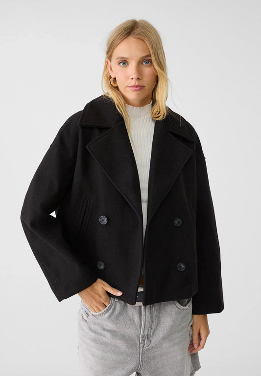 Kvinnors Kort Jacka Mjuk Mocka Chic Stil-1