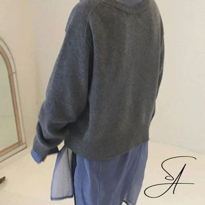 Dam Wrap Cardigan Asymmetrisk Knappdetalj Mjuk Kvalitet-3